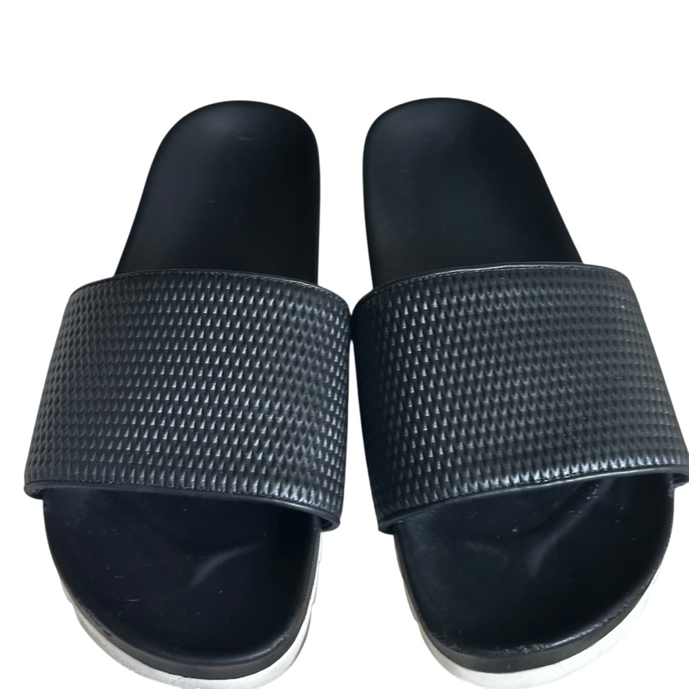 Urban Sport By J/Slides Textured Leather Slide Sandal Size 11 Women’s Black